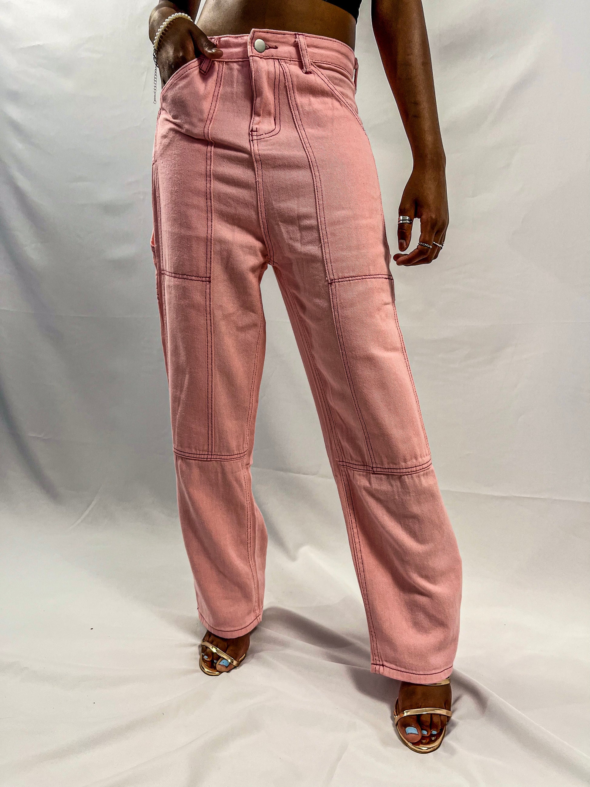 Chic vintage pink denim pants – On Denim ZA